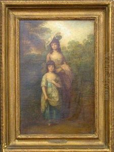Young Woman And Girl Strolling In A Park by Dupont Gainsborough