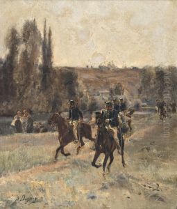 Paisagem Com Cavaleiros E Lavadeiras by Henri-Louis Dupray