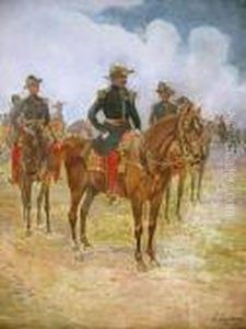Napoleon Iii A Cheval Et Ses Officiers by Henri-Louis Dupray