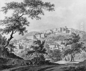A View Of Cori Near Rome by Daniel Dupre