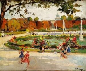 Enfants Jouant Au Jardin De Luxembourg, Circa 1920 by Paul Michel Dupuy