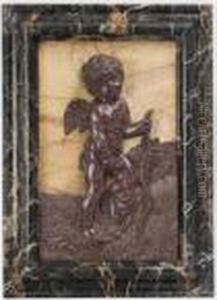 Porphyry And Marble Relief Of Cupid - view 1