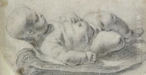 Study Of A Sleeping Infant Viewed From The Left Side by Francois Duquesnoy