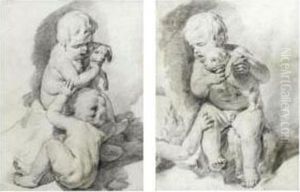 Enfant Jouant Avec Un Chien by Francois Duquesnoy