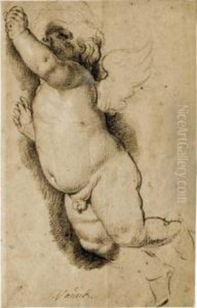 A Flying Putto Looking Up - view 1
