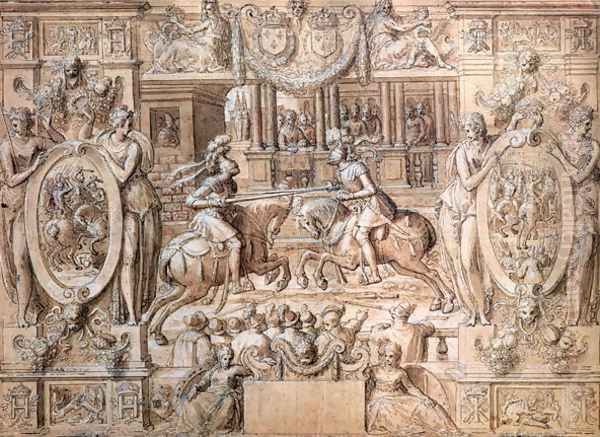 Tournament on the Occasion of the Marriage of Catherine de Medici (1519-89) and Henri II (1519-59) in 1533 - view 1
