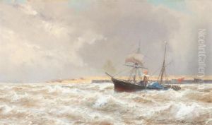 Steamer Near The Shore by Jean Baptiste Henri Durand-Brager