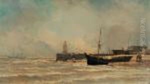 Marine Et Phare (1877) by Jean Baptiste Henri Durand-Brager