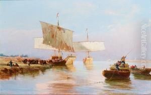 River Boats On The Nile by Jean Baptiste Henri Durand-Brager