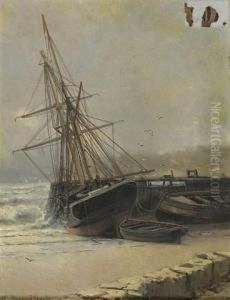 Bateaux A Quai by Jean Baptiste Henri Durand-Brager