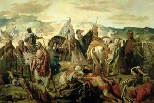 Arab Horsemen Carrying Away their Dead, 1850 by Theodore Chasseriau