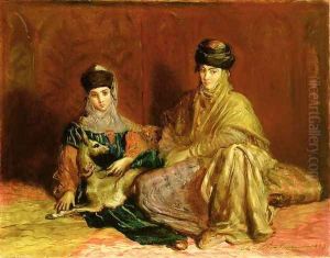 Woman and Little Girl of Constantine with a Gazelle, 1849 by Theodore Chasseriau