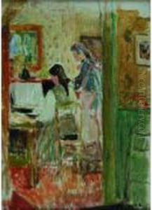  Interieur, Jeune Femme Au Piano, Circa 1908 