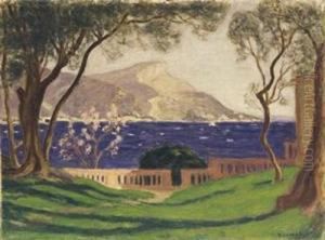 "terrasse Au Bord De La Mer A Antibes". by Eugene Antoine Durenne