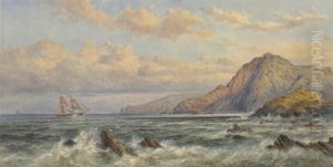 Paddle Steamer And A Schooner Off A Coast