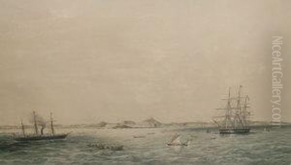 'view Of Cape Coast Castle And
Town As Seen From The Anchorage, Including Manford Point East And The
Regatta Tree, Salt-pond West, Nearly Miles In Extent', Publ Sept 13th
1861 By Day & Sons - view 1