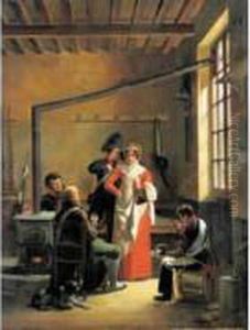 < La Marchande D'eau De Vie Au Corps De Garde >. 1820 by Pierre Duval-Lecamus