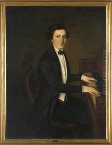 Huftbildniseines Jungen Mannes Am Klavier