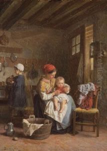 French, - Family In Asunlit Kitchen