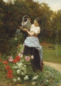 Tending The Garden by Theophile-Emmanuel Duverger