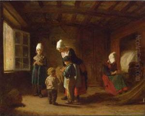 Mending The Nets by Theophile-Emmanuel Duverger