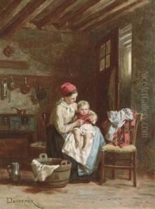 A Mother And Child At Home by Theophile-Emmanuel Duverger
