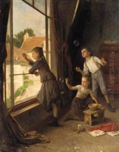 Blowing Bubbles by Theophile-Emmanuel Duverger