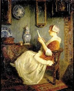 Interior With Lady Reading by Carl Duxa