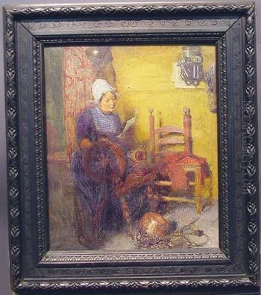 Woman At Her Spinning Wheel - view 1