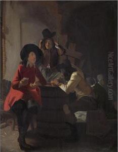 Tavern Interior With Men Smoking And Playing Cards by Willem Cornelisz. Duyster