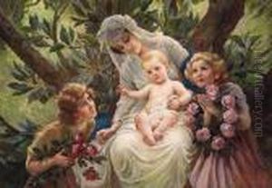 A Floral Tribute To A Mother And Child by Franz Dvorak
