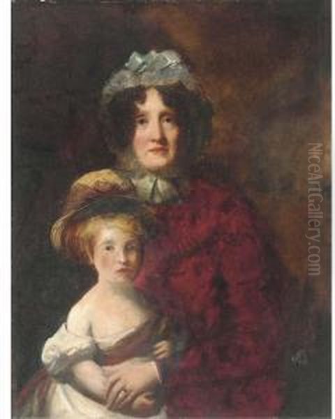 Portrait Of Euphemia A. Murray
Of Lintrose (b.1769) And Herdaughter, Half-length, The Mother In A Red
Dress, The Daughter In Awhite Dress - view 1