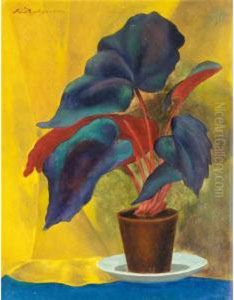 Begonias On Yellow by Konstantin V. Dydyshko
