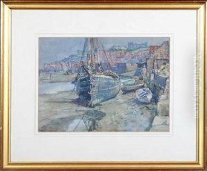 Boats At Whitby, Low Tide by Robert Eadie