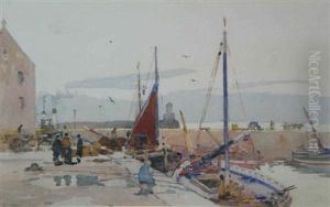 Docked Fishing Boats by Robert Eadie