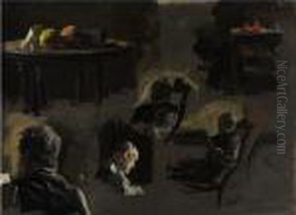 Group Of Sketches : Eakins' Father, Table With Oranges - view 1