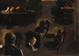 Group Of Sketches: Eakins' Father, Table With Oranges by Thomas Cowperthwait Eakins