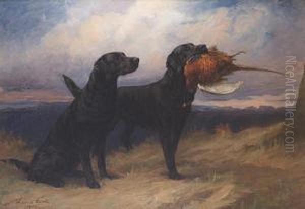 Portrait Of The Black Labrador
'peter Offaskally' Holding A Cock Pheasant, With His Mate 'dungavel Jet'
Ina Landscape - view 1