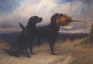 Portrait Of The Black Labrador
'peter Offaskally' Holding A Cock Pheasant, With His Mate 'dungavel Jet'
Ina Landscape by Maud Earl