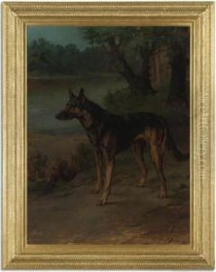 A German Shepherd At Guard by Maud Earl