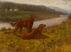 Irish Setters In A Landscape by Maud Earl