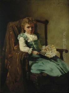 Young Girl With Fan by Lawrence Carmichael Earle