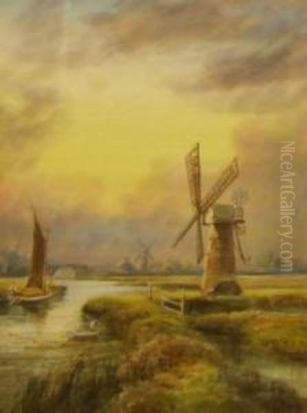 Broad Scene With Wherry And Windmills - view 1