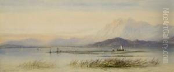 Extensive Lake And Mountain Landscape With Boats - view 1