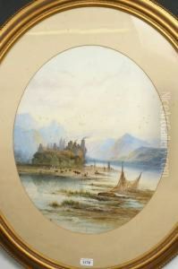 Scottish Loch At Low Tide, Drying The Nets
