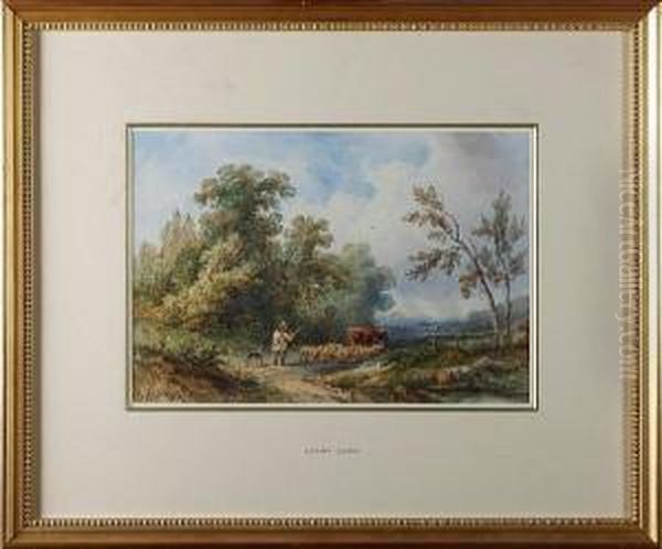 Shepherd With Sheep And Cow - view 1