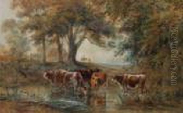 Woodland Streamwith Cattle Watering - view 1