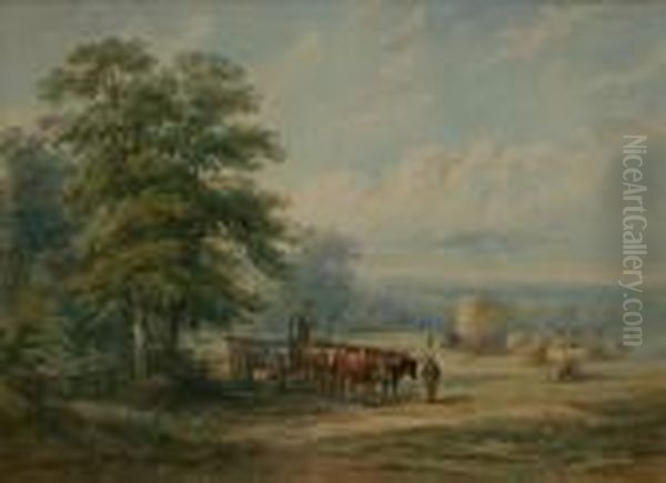 Landscape With Figures Beside Oxen And A Cart - view 1