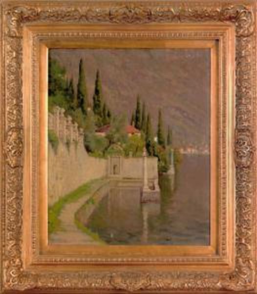 Oil On Canvas European Coastal Scene - view 1