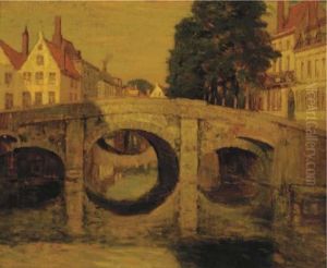 View Of Pont Augustin, Bruges by Charles Warren Eaton